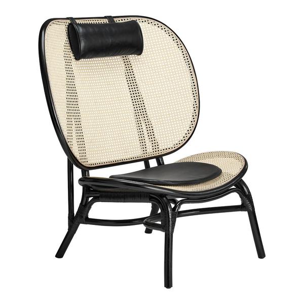 Плетеный стул из черного дерева Pierre Jeanneret из ротанга