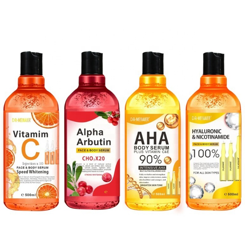 500ml Hyaluronic Acid, Nicotinamide Vitamin C AHA Face Serum Spots Eraser Corrector Whitening Moisturizing Lightening Body Serum