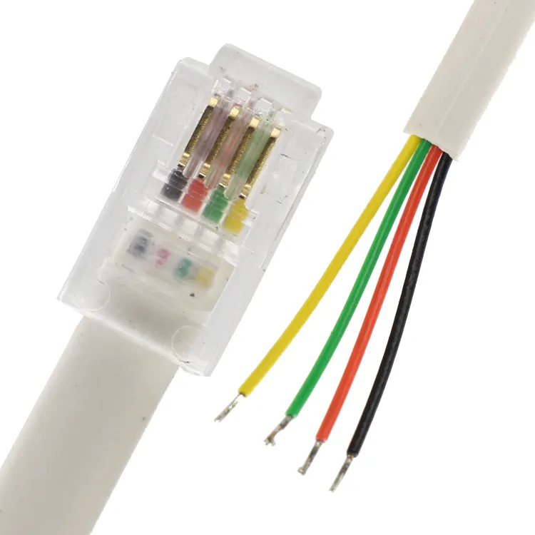 Customized 1m 2m 3m RJ9 RJ11 Male 4p4c to Stripped Tinned Wire Open End Cable