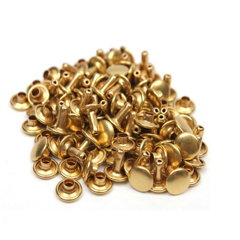 Factory clothing handbag leather decorative matte black rivets double cap round rivet tubular metal rivet studs for bag