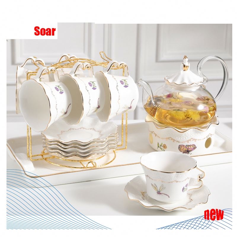 SOAR 14 15Pcs Coffee Cups Afternoon Porcelain European Tea Set With Tray