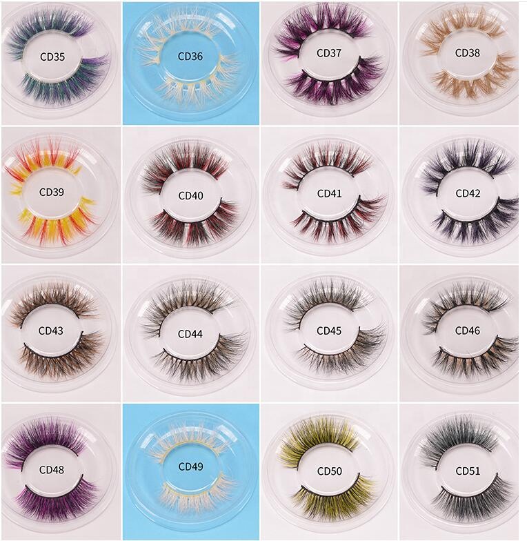 3D Mink Multicolored Faux Handicraft Natural Handmade False Eyelash Top Quality Wholesale Cheap Curly Volume Eyebrow Eye Lashes