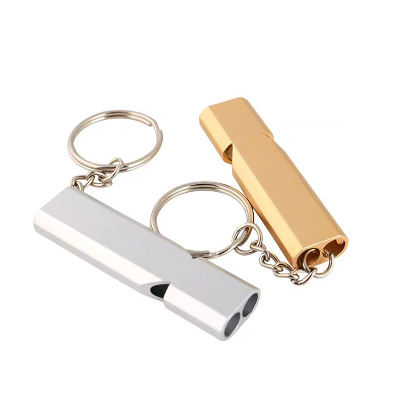 Dual-tube metal safety dog whistle silver gold pet dog training metal whistle