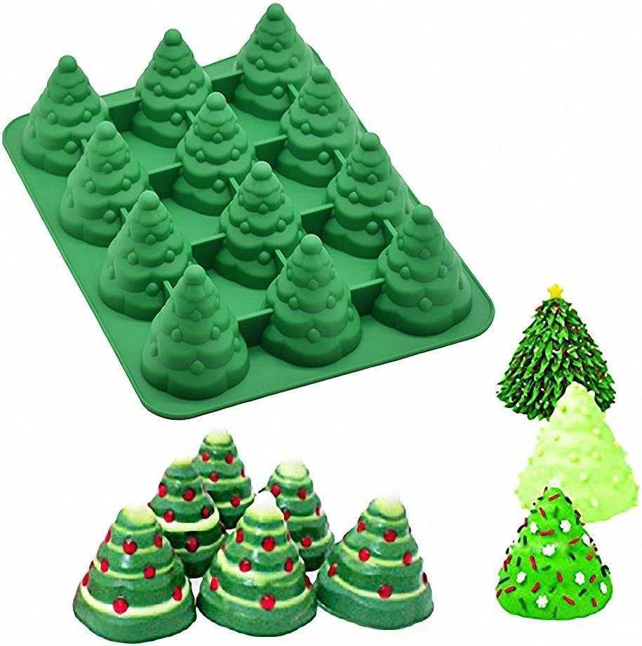 Homesun 3D Christmas Tree Silicone Mold Xmas Tree Pan Silicone Mold for Mousse Cake Muffin Baking