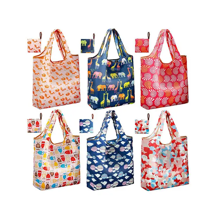 Reusable Storage ECO Friendly Travel Shopping Bag Grocery Bag Tote polyester folding shopping bag