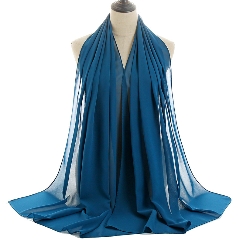 New Boutique Bubble Pearl Chiffon Solid Color Scarf Long Scarf Headdress Muslim Headscarf