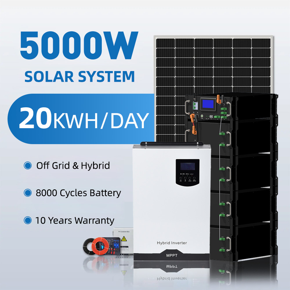 20kwh 30kwh 50kwh Off/On Grid Solar System Complete Full Set Kit Panels 10kw 20kw Inverter with Lithium Battery Battery System