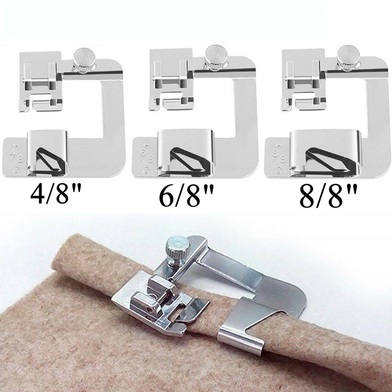 Set Of 3 Wide Rolled Hem Hemmer Foot For Domestic Sewing Machines Snap On Presser