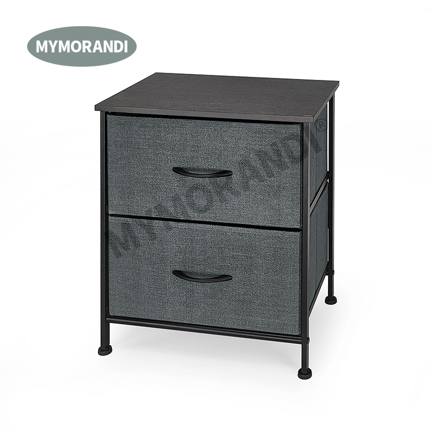 Nightstand with 2 Drawers Bedside Table Small Dresser with Fabric Bins for Bedroom Nursery Closet Living Room