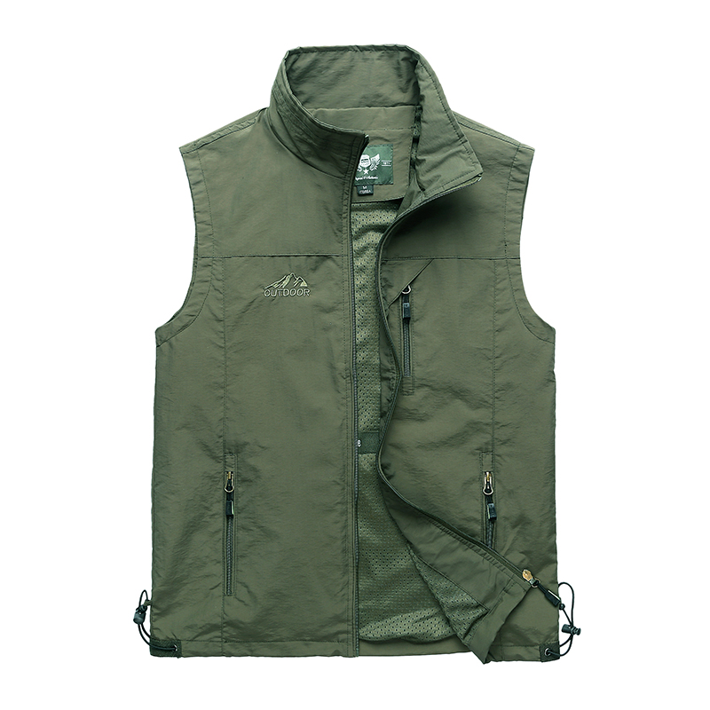 Multi Pockets Cargoes Fisherman Vest Custom Logo Waistcoat for Fishing Hiking Journalist Photography Camping Safari Vest Men