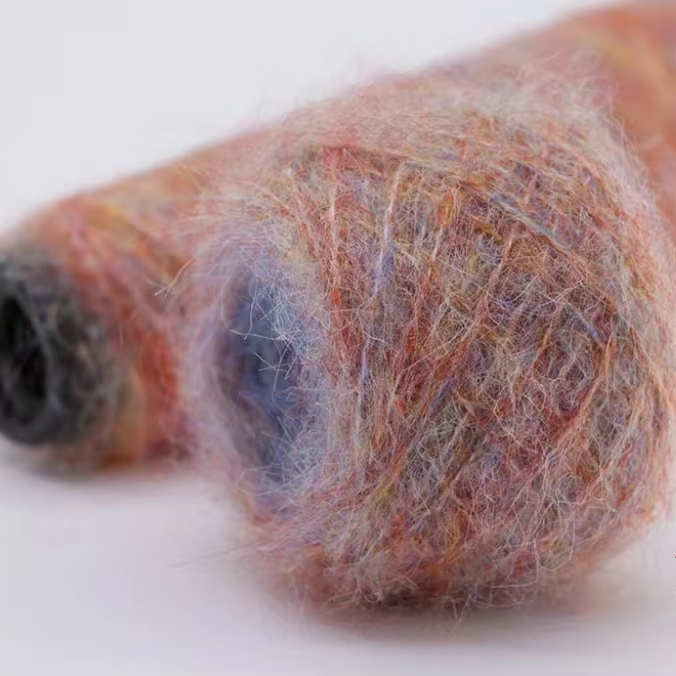 1/4.5NM Fantasy Mohair Soft Material 59% Recycled Polyester 16% Polyester 16% Nylon 8% Wool 1% Spandex Sweater Blended Yarn