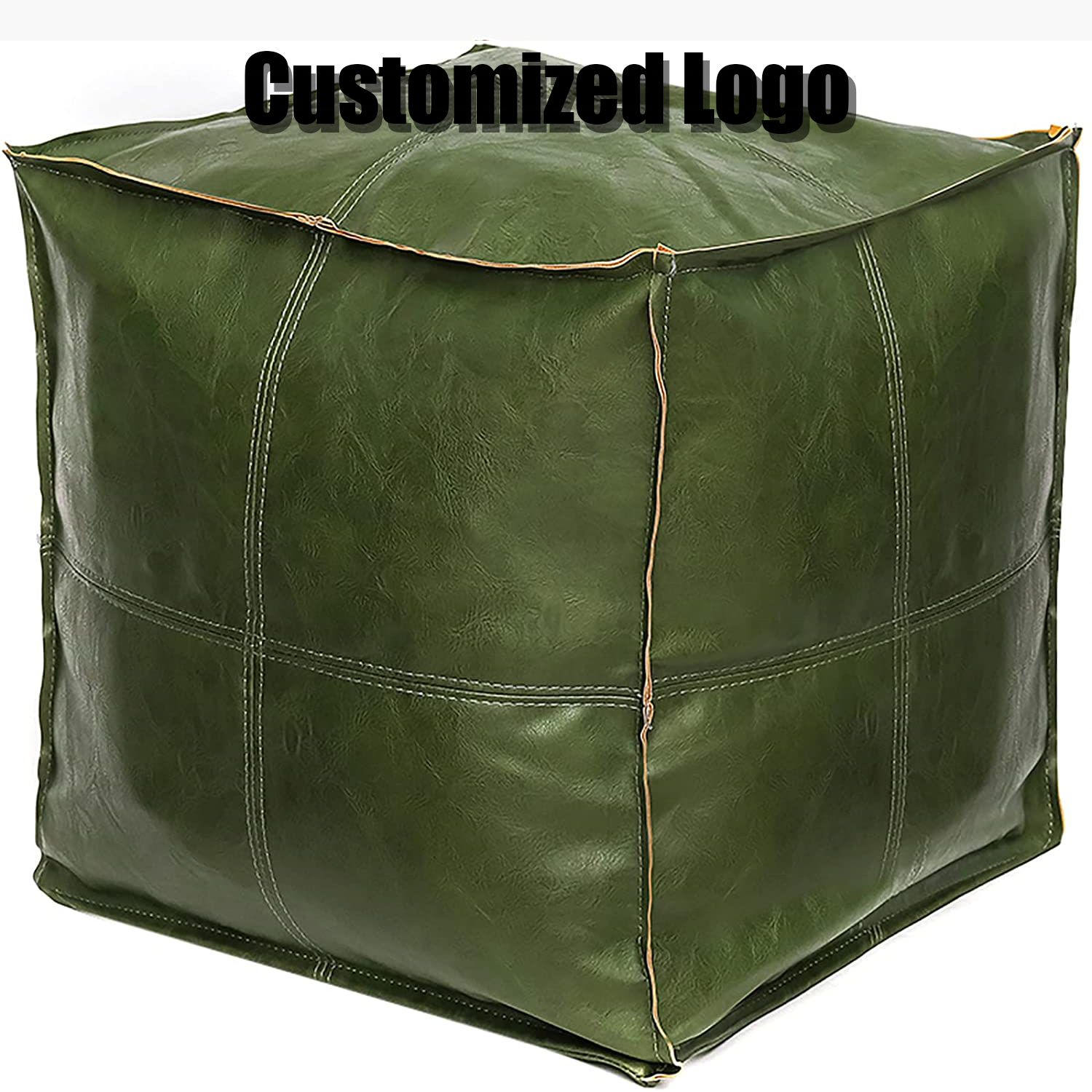 High quality Turquoise Moroccan Square Pouf Covers for Living Room Unstuffed Leather Pouffe Ottomans Covers