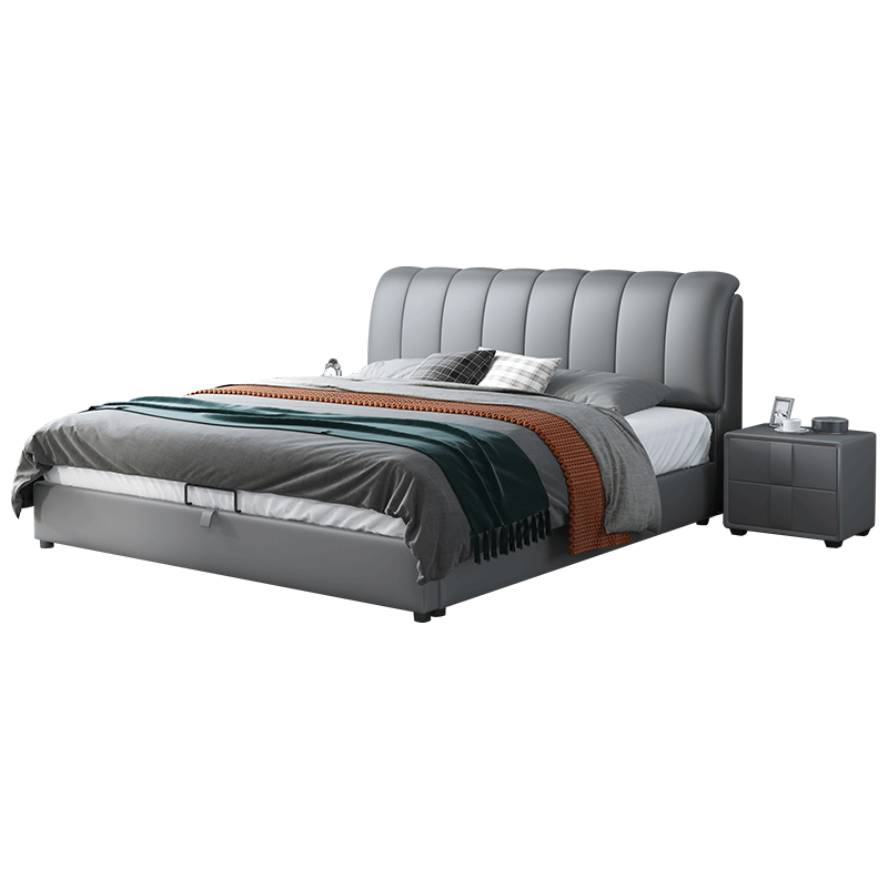 Nordic Bed Storage Bed Modern Minimalist Home Solid Wood Bedroom Bed