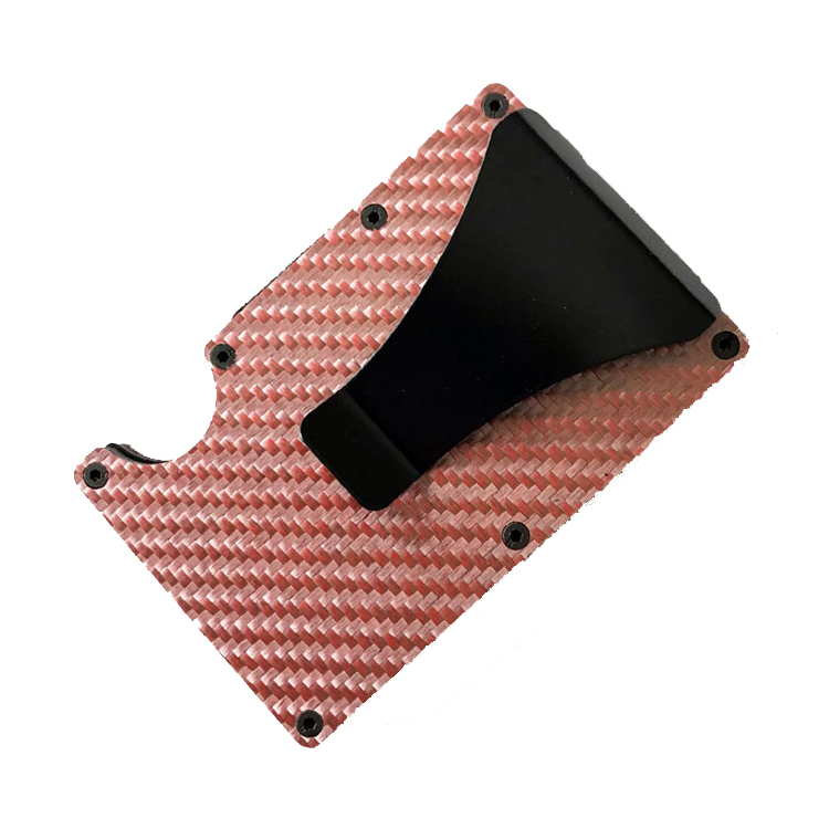 Factory Hot Sale Minimalist Mens Colored RFID Blocking Flexible Real Slim Wallet Carbon Fiber Card holder With Money Clip