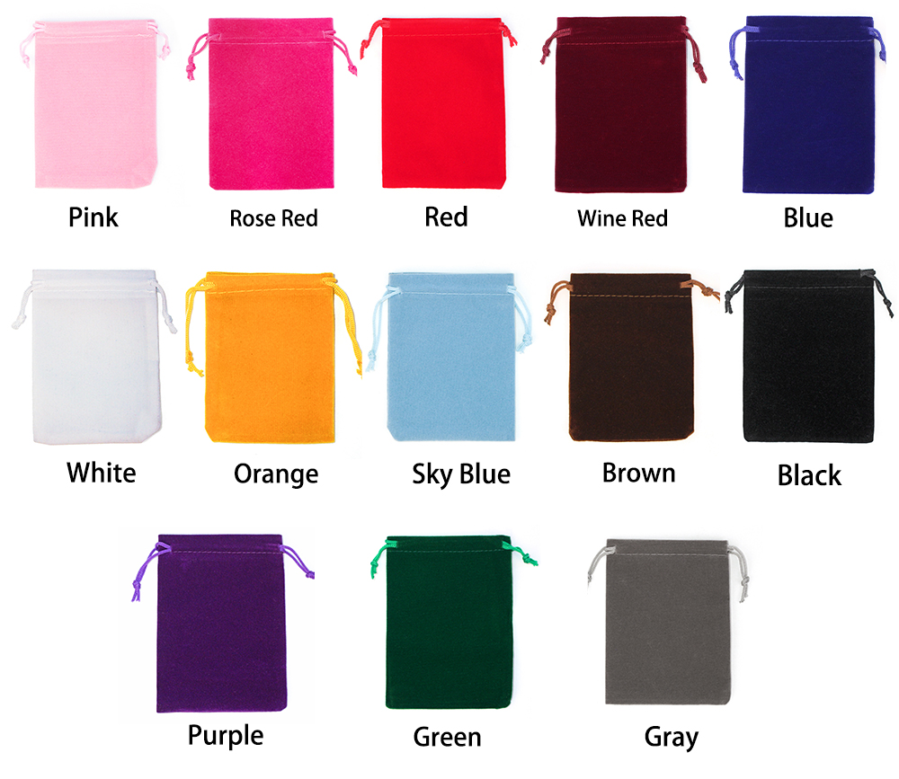 Factory Customized 5x7cm 7x9cm 8x10cm 9x12cm Jewelry Packing Velvet Drawstring Pouches Gift Bags Coloful Velvet Bag
