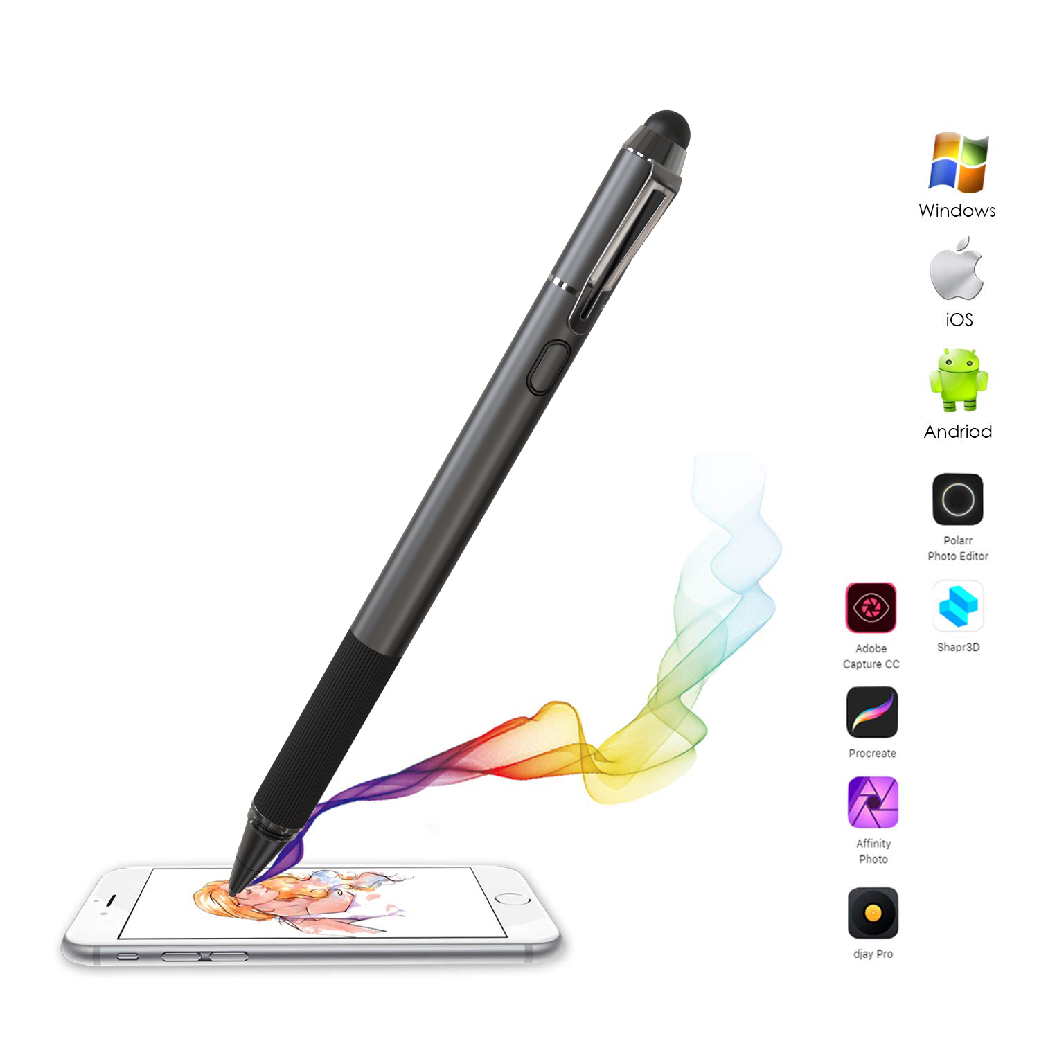 Smart Pencil Accessories Universal 2 in 1 Stylus Pen Drawing Tablet Capacitive Screen Caneta Touch Pen for Mobile Android Phone