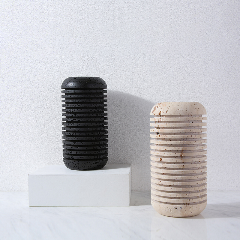High Grade Nordic Handicraft Carved Naturel Stone Flower Vases for Home Decor