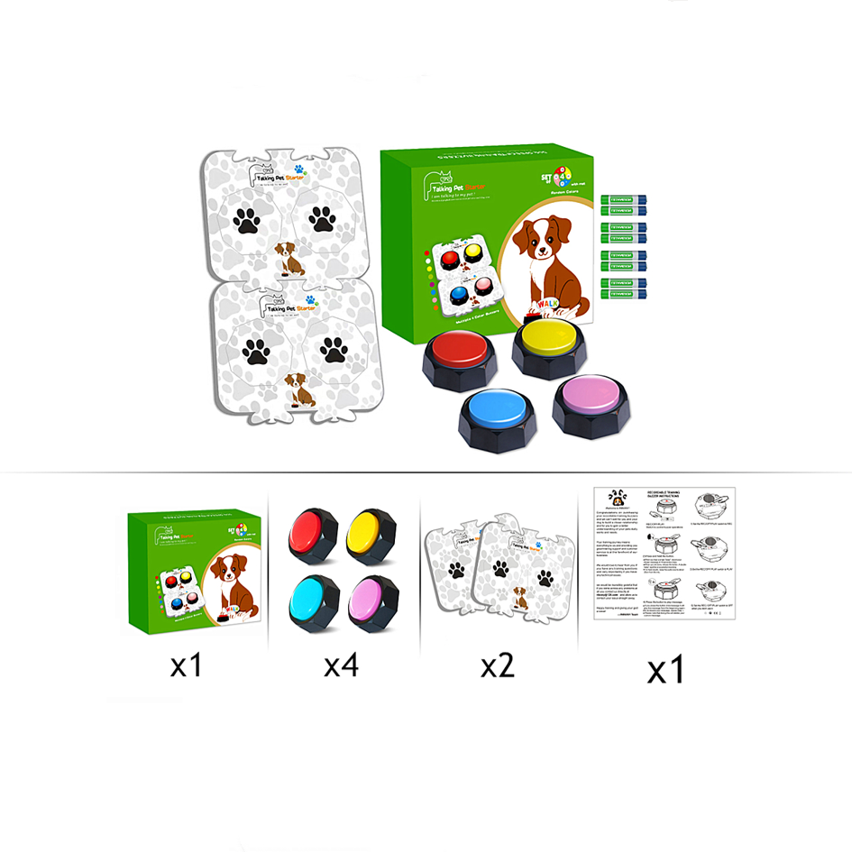 Set of 4 ribosy button sound recordable talking buttons with mat