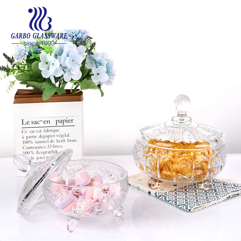 Crystal Clear Candy Pot with lid Kitchenware Glass Sugar bowl Home decorative glassware sugar pot Glass Candy Storage Jar