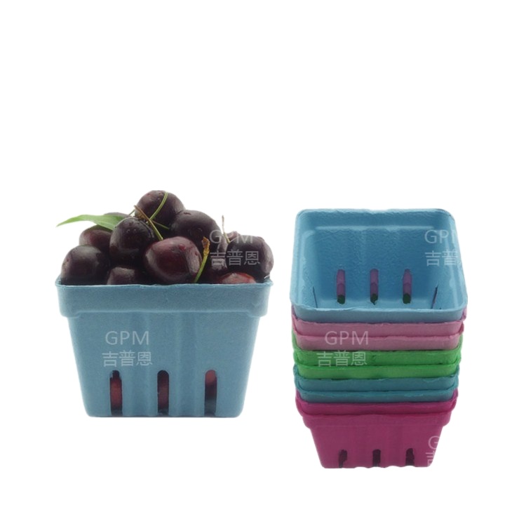 Green cherry berry baskets & Renewable plant moulded pulp fruit trays