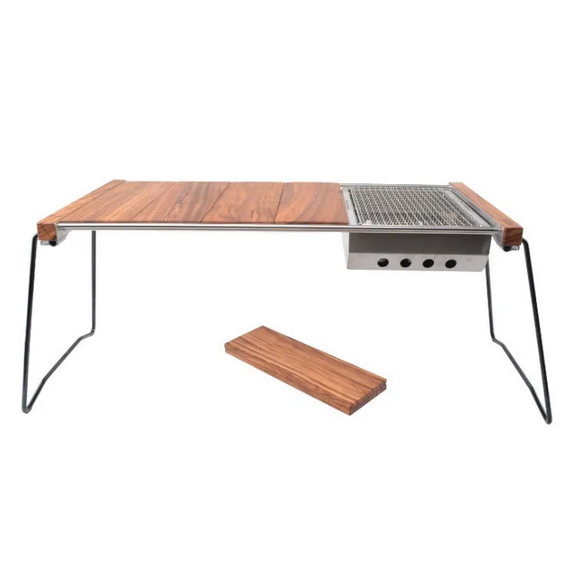 ebony wood Outdoor furniture Picnic Foldable Table Stainless legs multifunction table