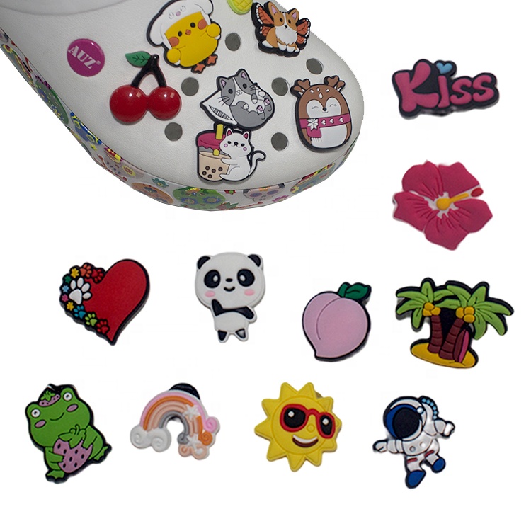 Hot Sale Custom 3D Brand Logo Design Cute Croc Charms Soft Pvc Shoe Rubber Charms for Croc