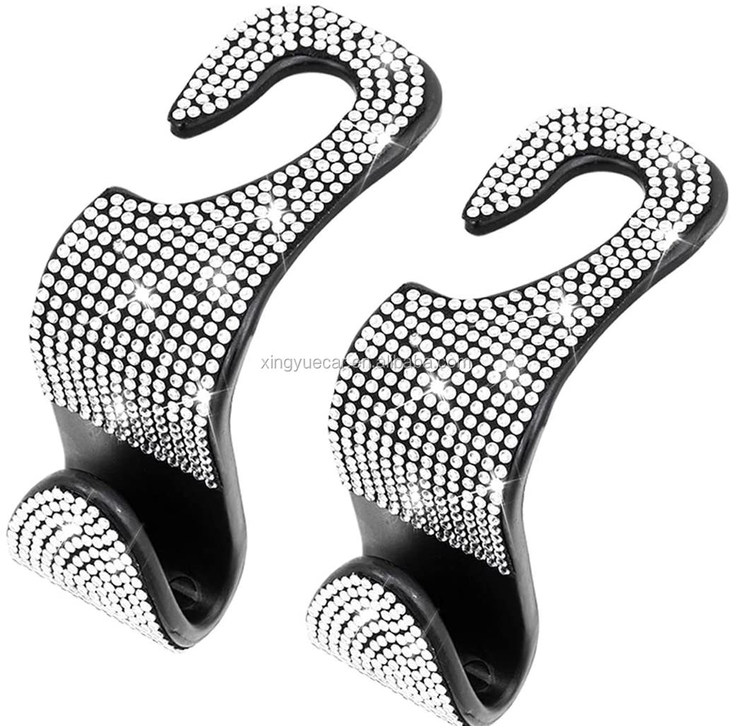 XY-GG005 Bling автокресло вешалка сиденье Bling автомобильные аксессуары для женщин на заднюю часть сиденья, авто крюк пакет черный серебристый цвет