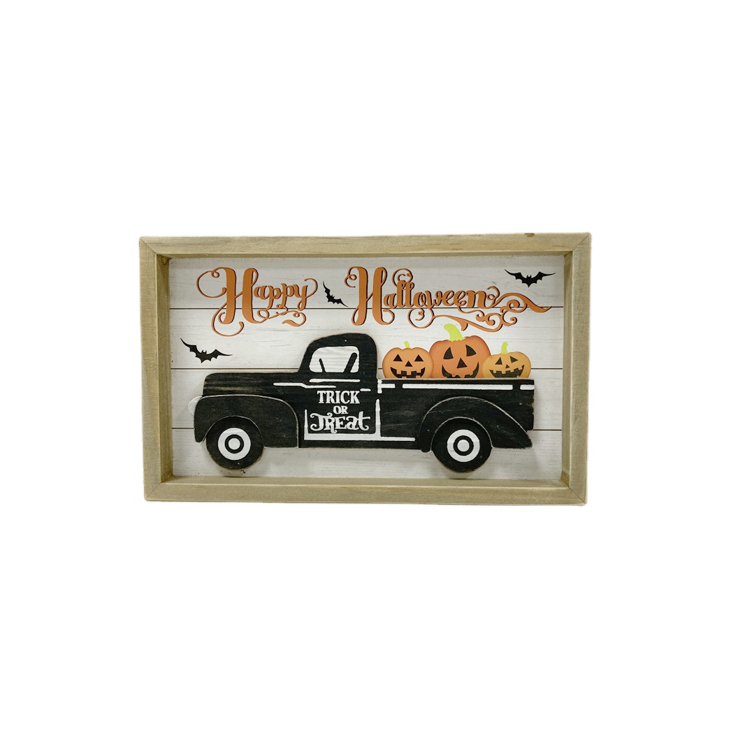 Funny halloween Truck tabletop wooden Block halloween Ornaments