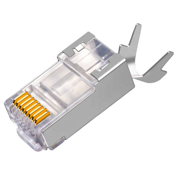 Позолоченный медный щит CAT7 RJ45 8P8C, экранированный Модульный штекер Ethernet, сетевой соединитель