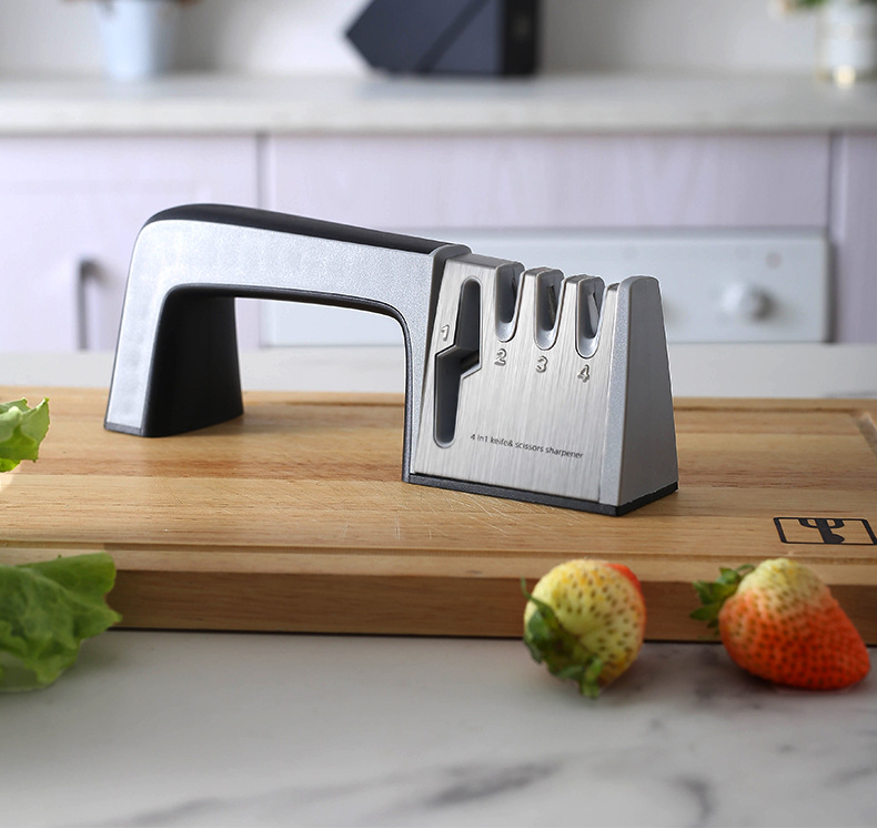Kitchen Knife Cabinet Accessories Manual 3-Stage Knife Sharpener Stone Angle Professional with Non Slip Rubber Handle