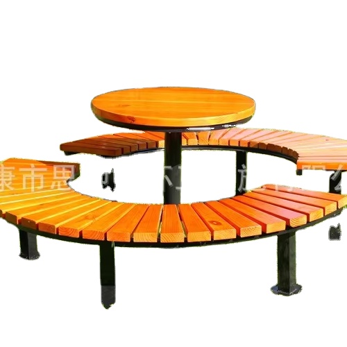 Factory Wholesale Outdoor Commercial Garden Wood Table Bench Set Outside Public Street Patio Park Picnic Table
