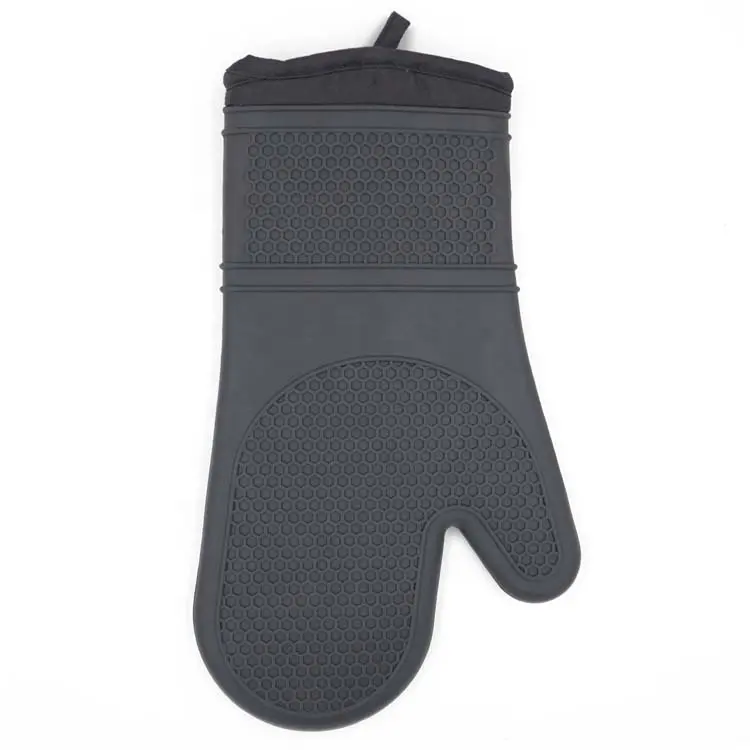 Low Price Wholesale Customizable LOGO Kitchen Heat-resistant Silicone Oven Mitts Black Silicone Oven Gloves