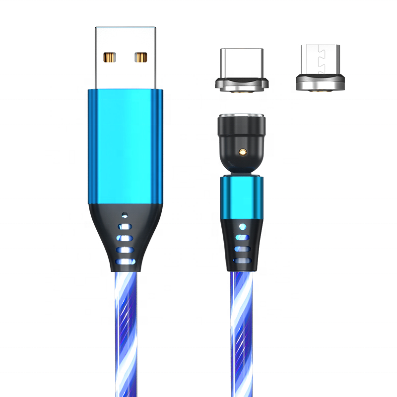 2 м/6 футов 3A 540 градусов светодиодный магнитный USB-кабель для iPhone/для Micro/для типа c/для 3 в 1