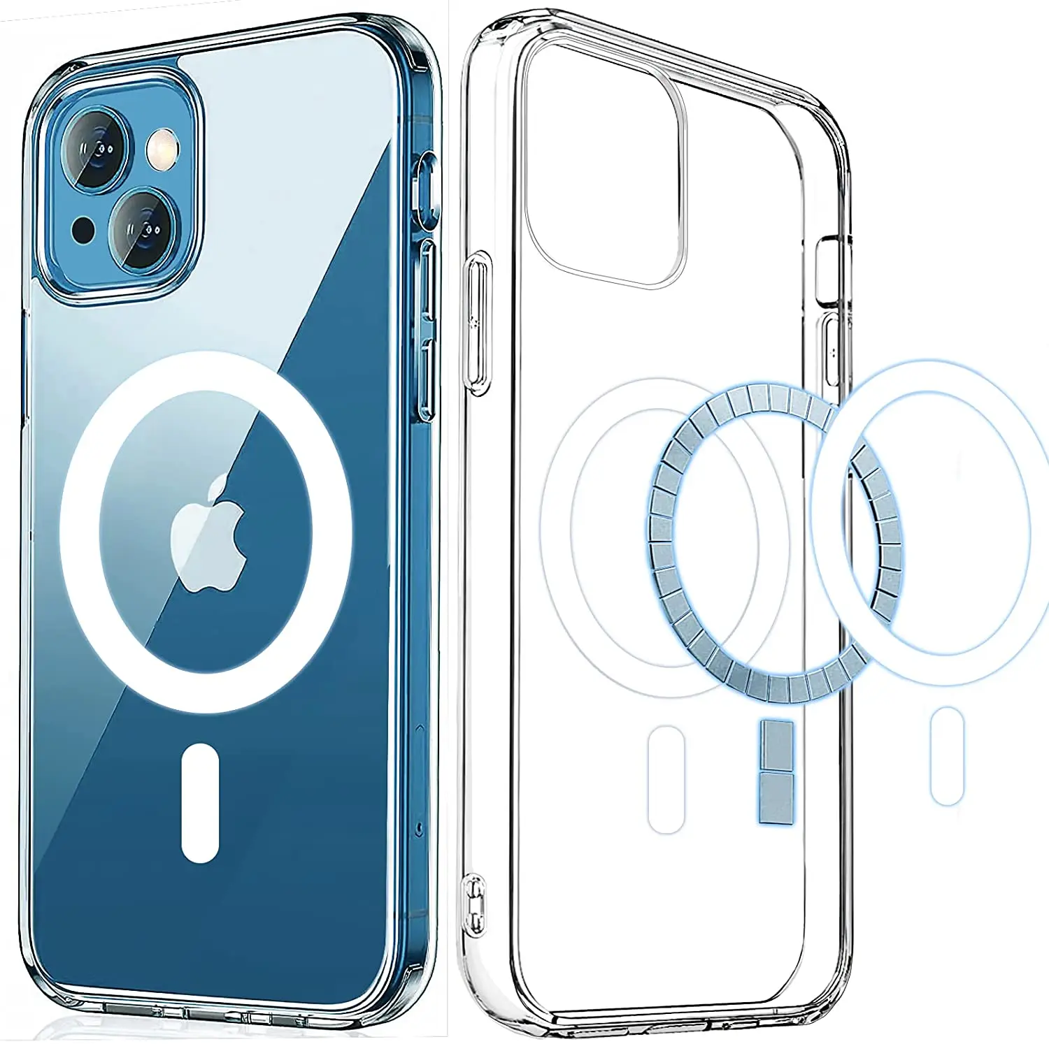 Магнитный Прозрачный чехол для телефона iPhone 14 13 12 Pro Max 2022, Прозрачный ударопрочный чехол для магнитного беспроводного зарядного устройства