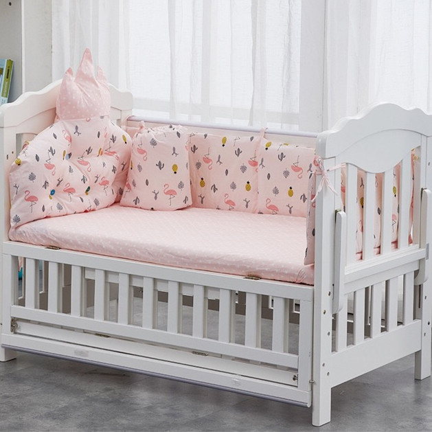 Print Cotton Baby Crib Rail Protection 5pcs Set Baby Crib Bumper