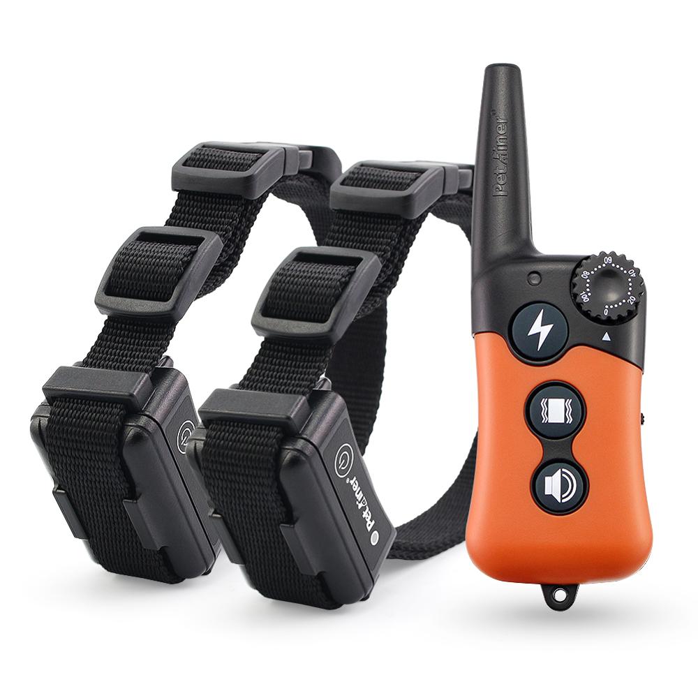 Petrainer PET619A-2 перезаряжаемый водонепроницаемый ударный Вибрационный звуковой сигнал ошейники для дрессировки собак