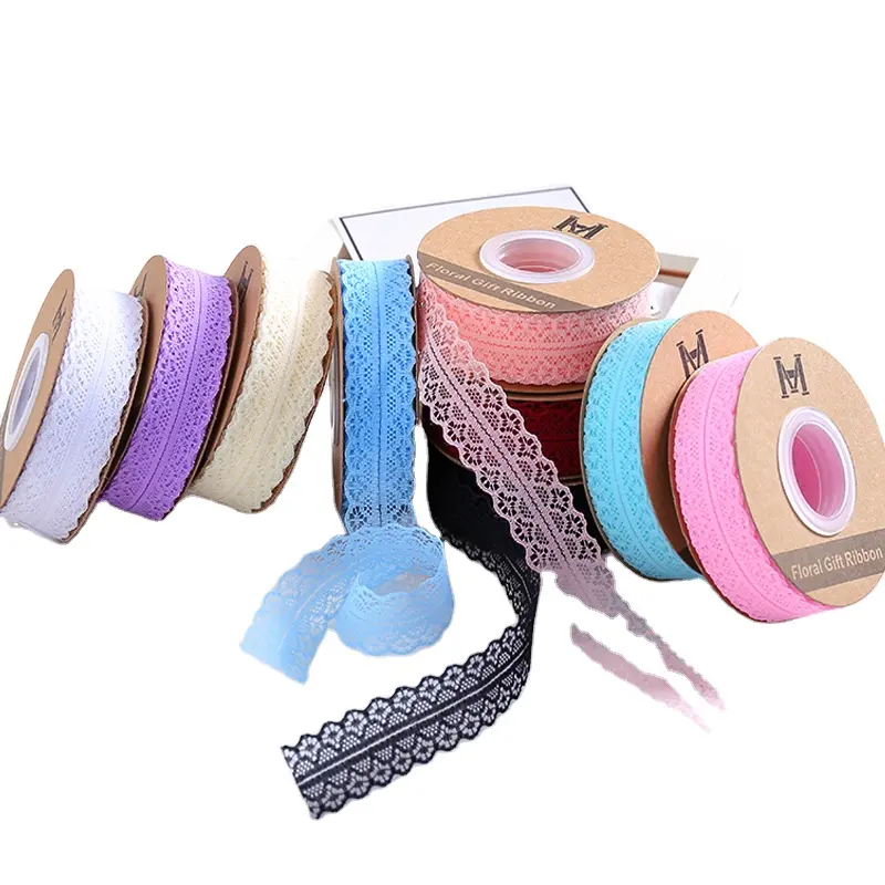Wholesale Crochet Embroidery Stretch Elastic Lace Ribbon Satin Multi-color Lace Trim Garment For Diy Garment