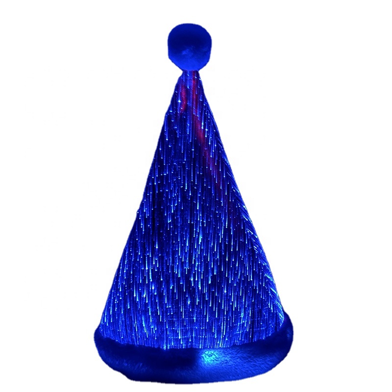 Презентабельные, LED RGB 7 видов цветов освещения оптическое волокно Световой шапка Санты забавные Crazy светодиодные новогодней шапочке для партии
