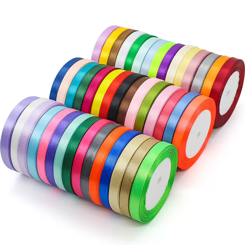 Ribbon Satin GINYI STOCKS Factory Webbing Ribbon Luxury Many Colors 1cm Double Face Satin Ribbon Roll Satin Decorative Ribbons