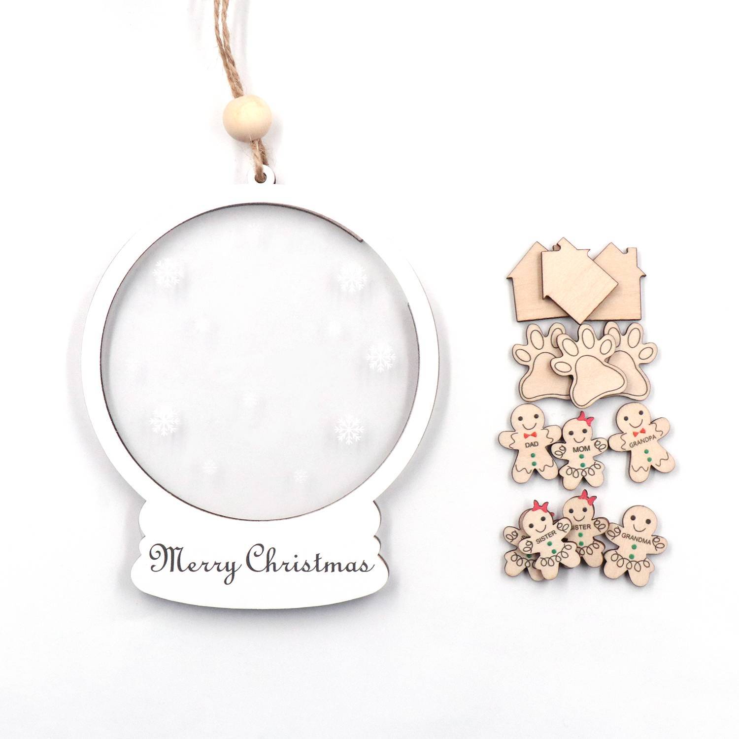 XCXCH1471 Acrylic Crystal Ball Gingerbread Cookie Mason Jar Ornaments Laser Printed Family Merry Christmas Gifts