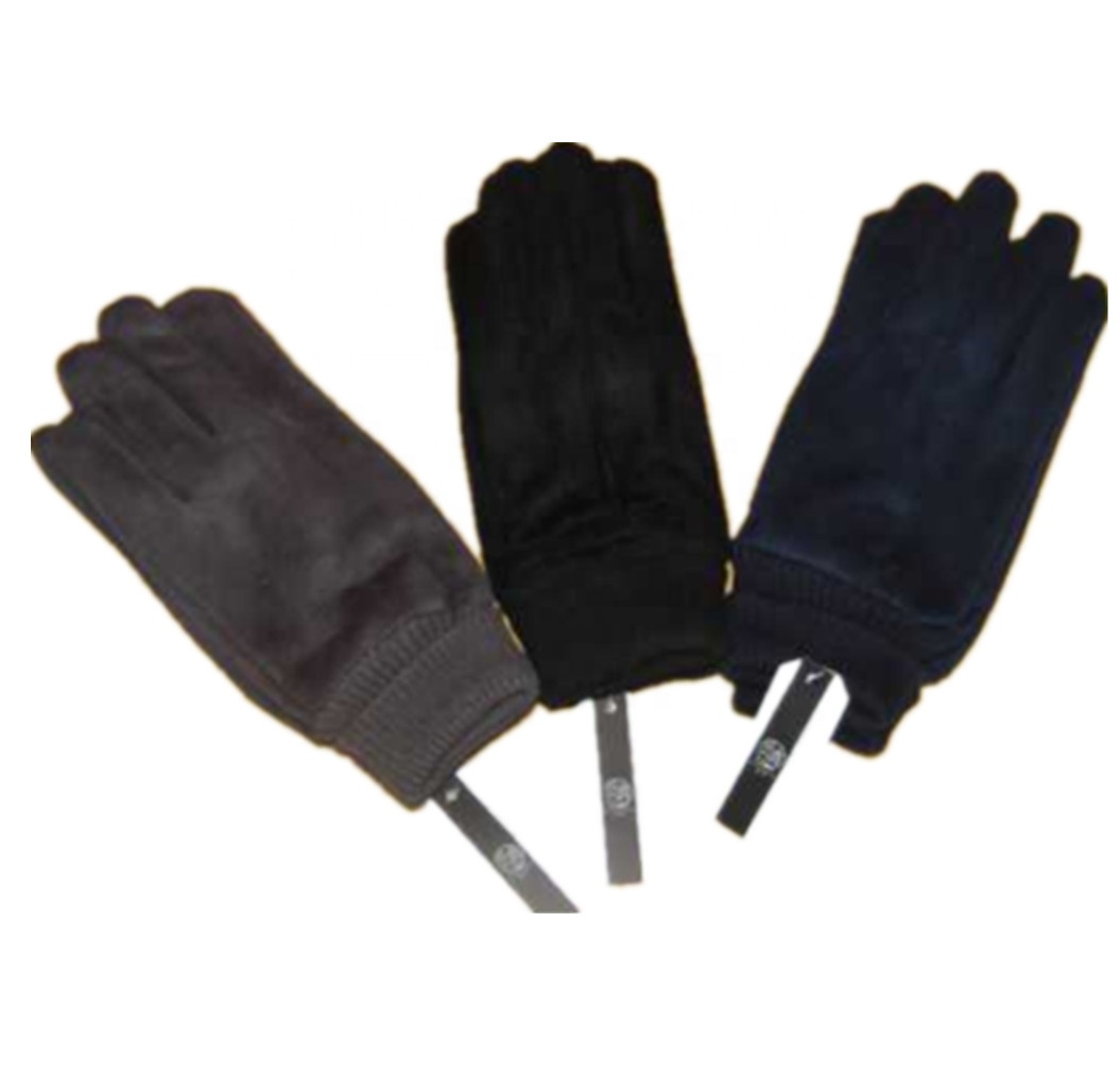 Winter Soft Warm Women Suede Gloves Full Finger With Cuff Trim Cuff Outdoor Protective lady Gloves