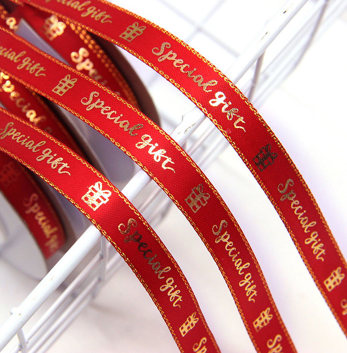 Christmas gift box baking cake flower decoration ribbon double-sided polyester with hot silver bronzing bow ribbon