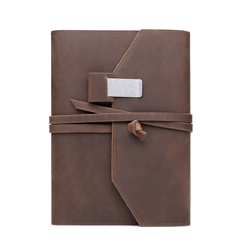 Refillable Leather Journal Writing Notebook Lay Flat Blank Notepad Handmade Leather Bound Diary with Inner Pockets