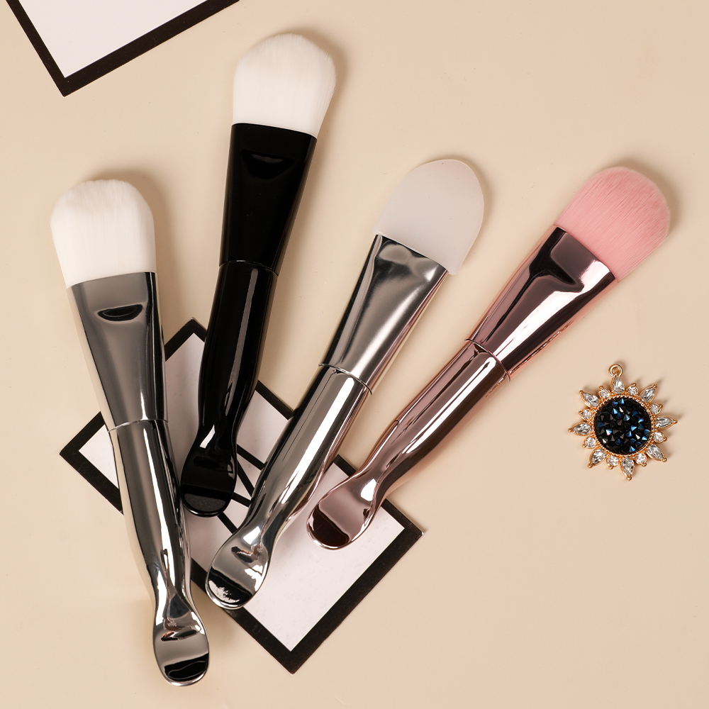 Portable Cute Rose Gold Short Handle Synthetic Hair Plastic Handle Sour Smear Clay Silicone Facial Mask Brush Mini