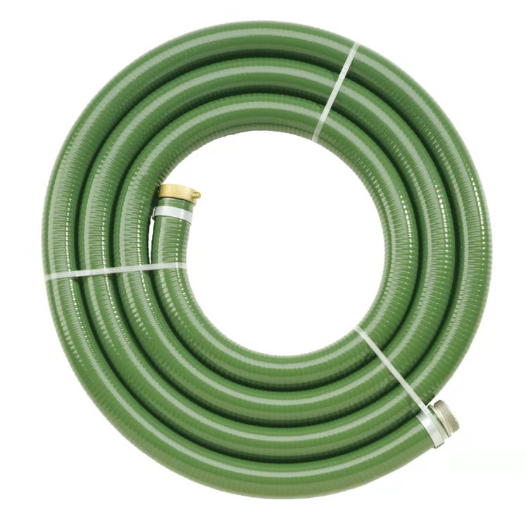 PVC intake hose Assembly 1" X 20' Green with Pin Lug Fittings Male X Female  80 psi Max Pressure