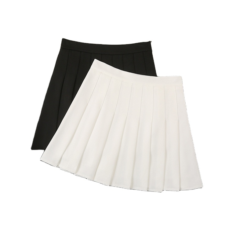 Kingyoung Casual Summer black Solid High Waisted sports pleated tennis golf Cheerleaders skirt