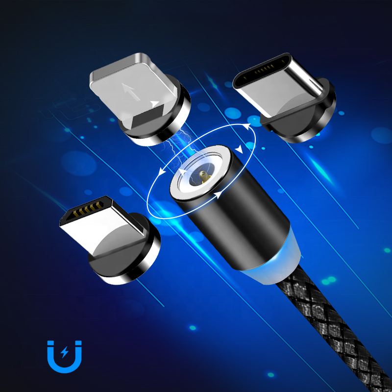 Best Sellers 3 In 1 Led Magnetic Charging Cable For phone Samsun Android Charger Usb Cable Fast Charging Type C Data Cable