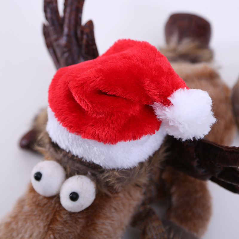 CR-B110 Festive Holiday Party Decoration Soft Comfort Small Costume Pet Dog Short Plush Santa Chirstmas Hat