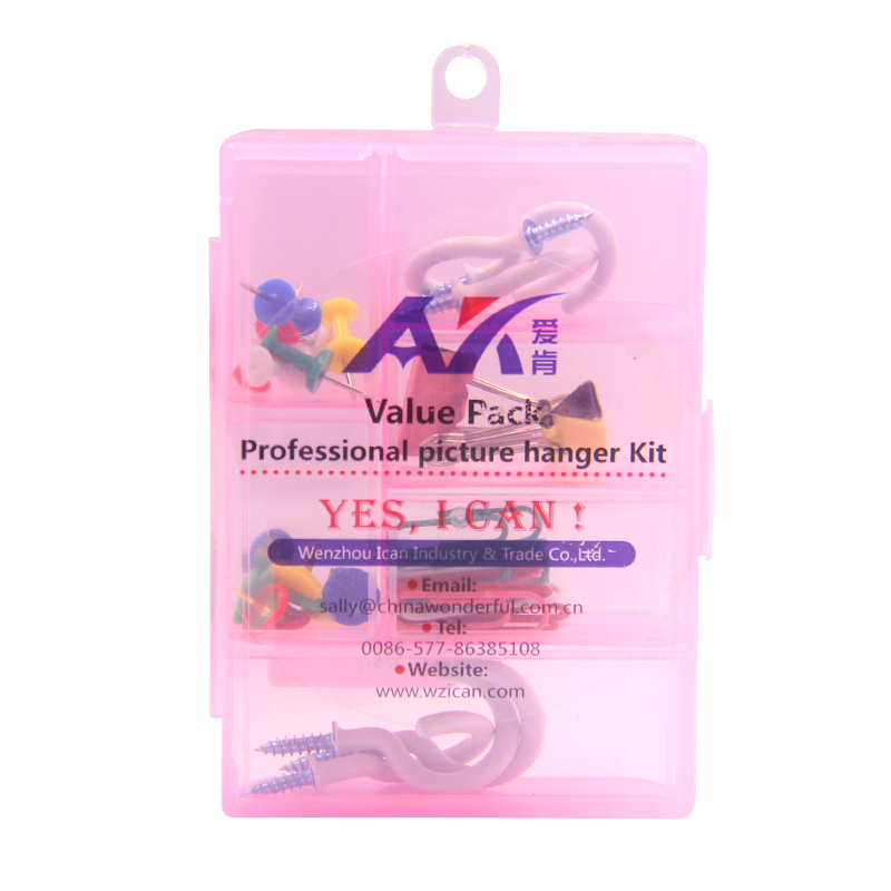 39pcs plastic colorful thumb tack push pins stationery kit with white coated cup hook