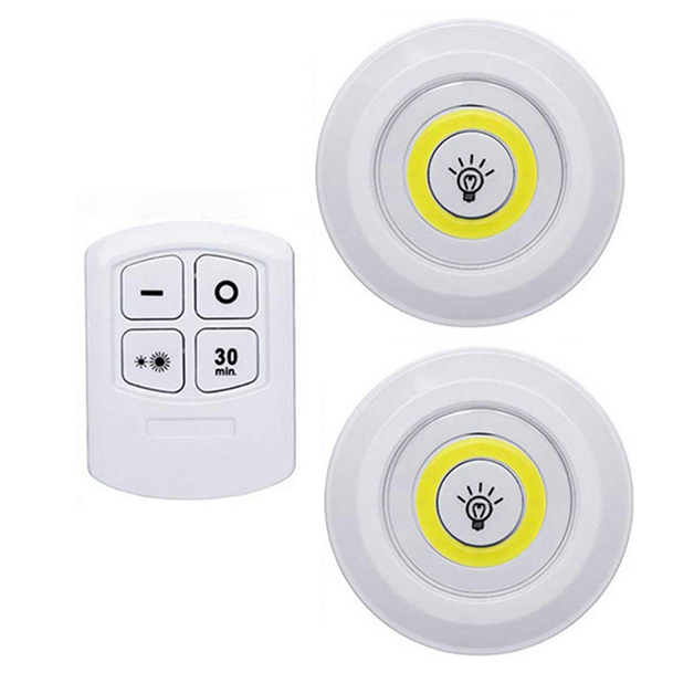 Новый набор из 3 Батарея круглый беспроводной COB Led Puck лампы дистанционное управление кабинет свет